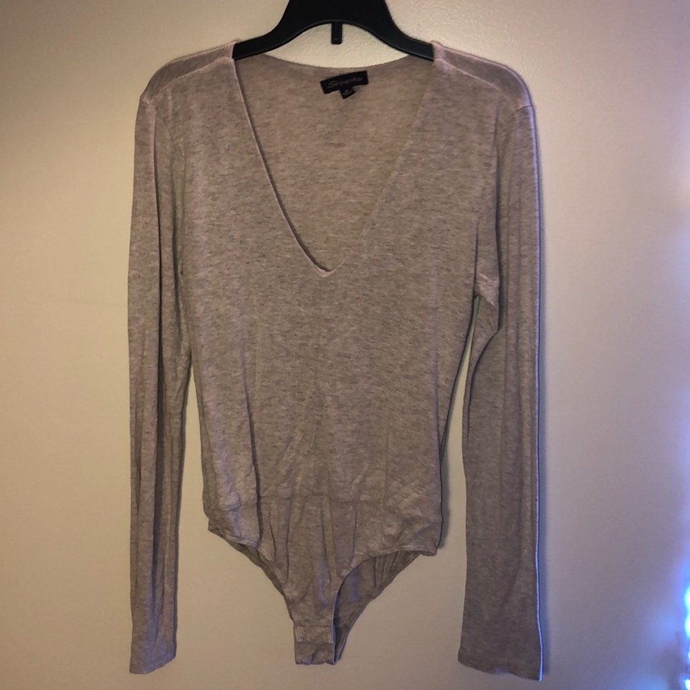 Long sleeve bodysuit with v neck line